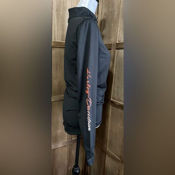 Harley Davidson Black Half Zip Blouse. - Picture 4 of 8